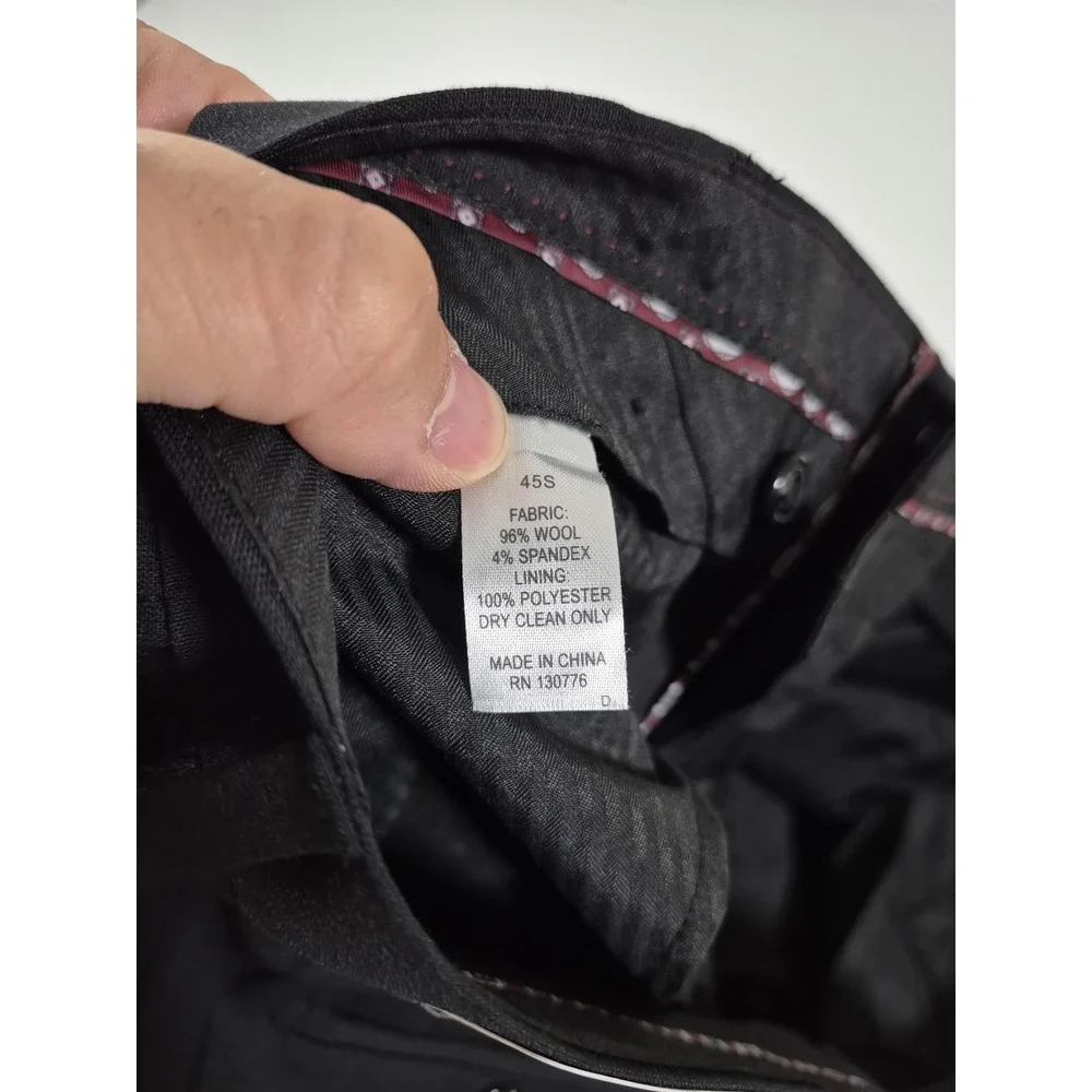 Giles & Jasper Dress Pants Mens 45x36 Black Wool Stretch Flat Front Modern Fit